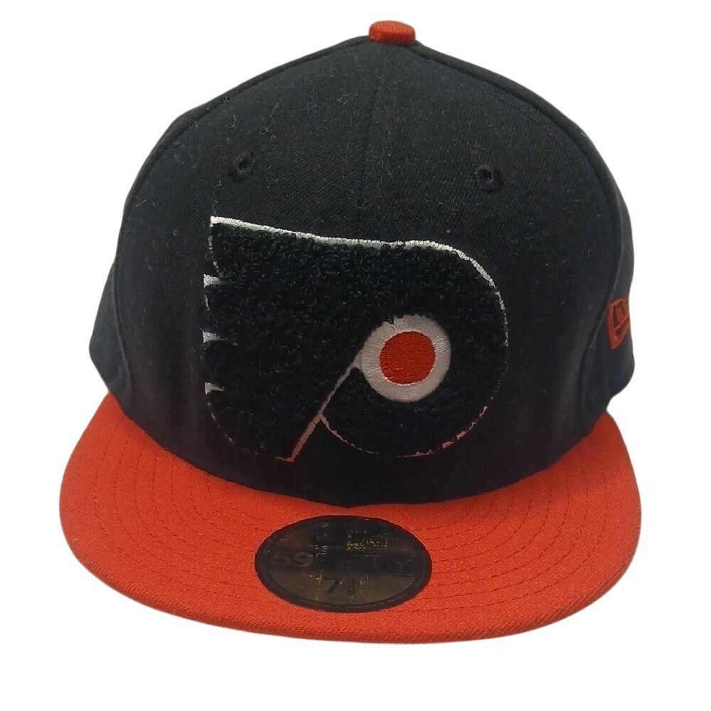 New Era Philadelphia Flyers NHL Mens 7 3/8 Black Orange Chenille 59FIFTY‎ Hat